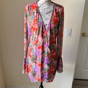 Bebe Pink and Cream Patterned Dress